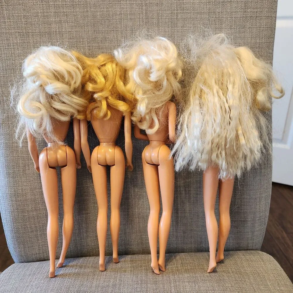 Lot 4 Vintage Barbie Dolls 1966 Body Mold Nude Blonde Blue Eyes Malaysia – As Is